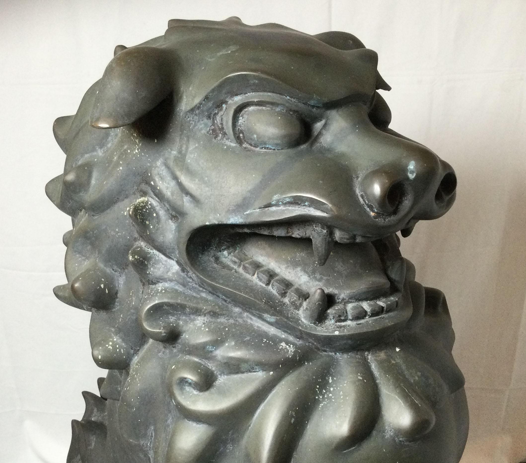 Pair of Monumental Bronze Foo Dogs Artist Lanford Monroe 5