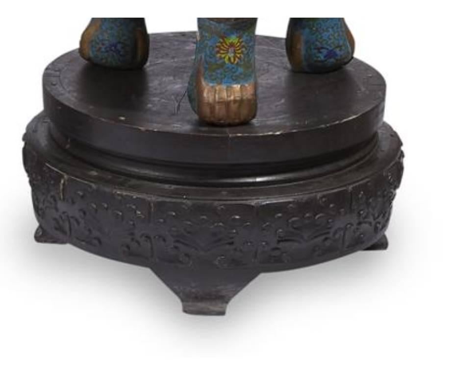Pair of Massive Chinese Blue Cloisonné Enamel Censers, Early 20th Century 1