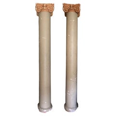 Pair of Monumental French Painted Plaster Classical Columns