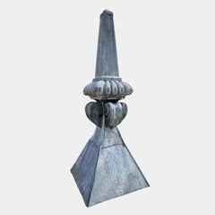 A Pair Of Monumental Lead Antique Obelisks Finials