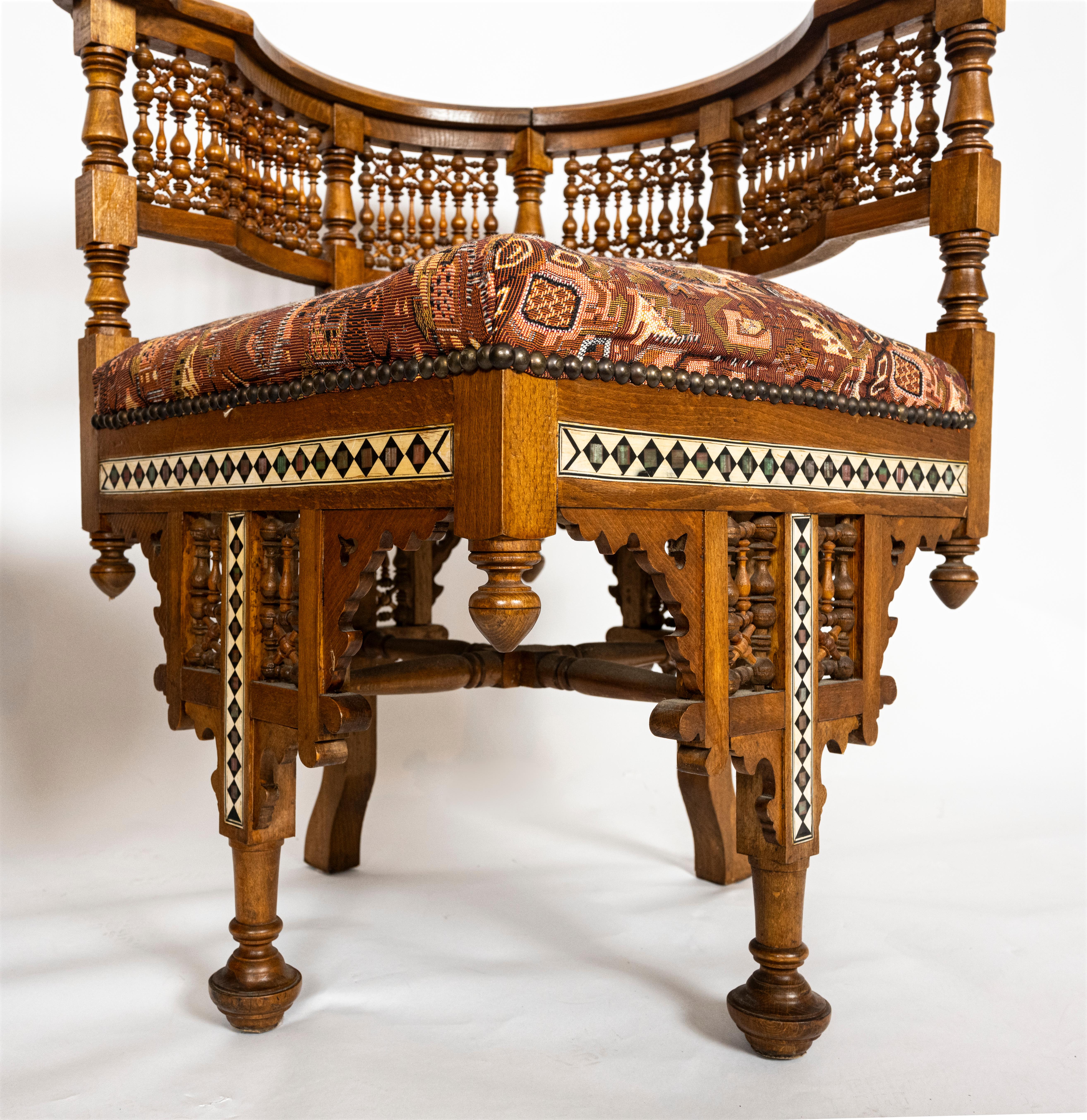 A Pair of Moorish-Style American Open Arm Chairs In Good Condition For Sale In New York, NY