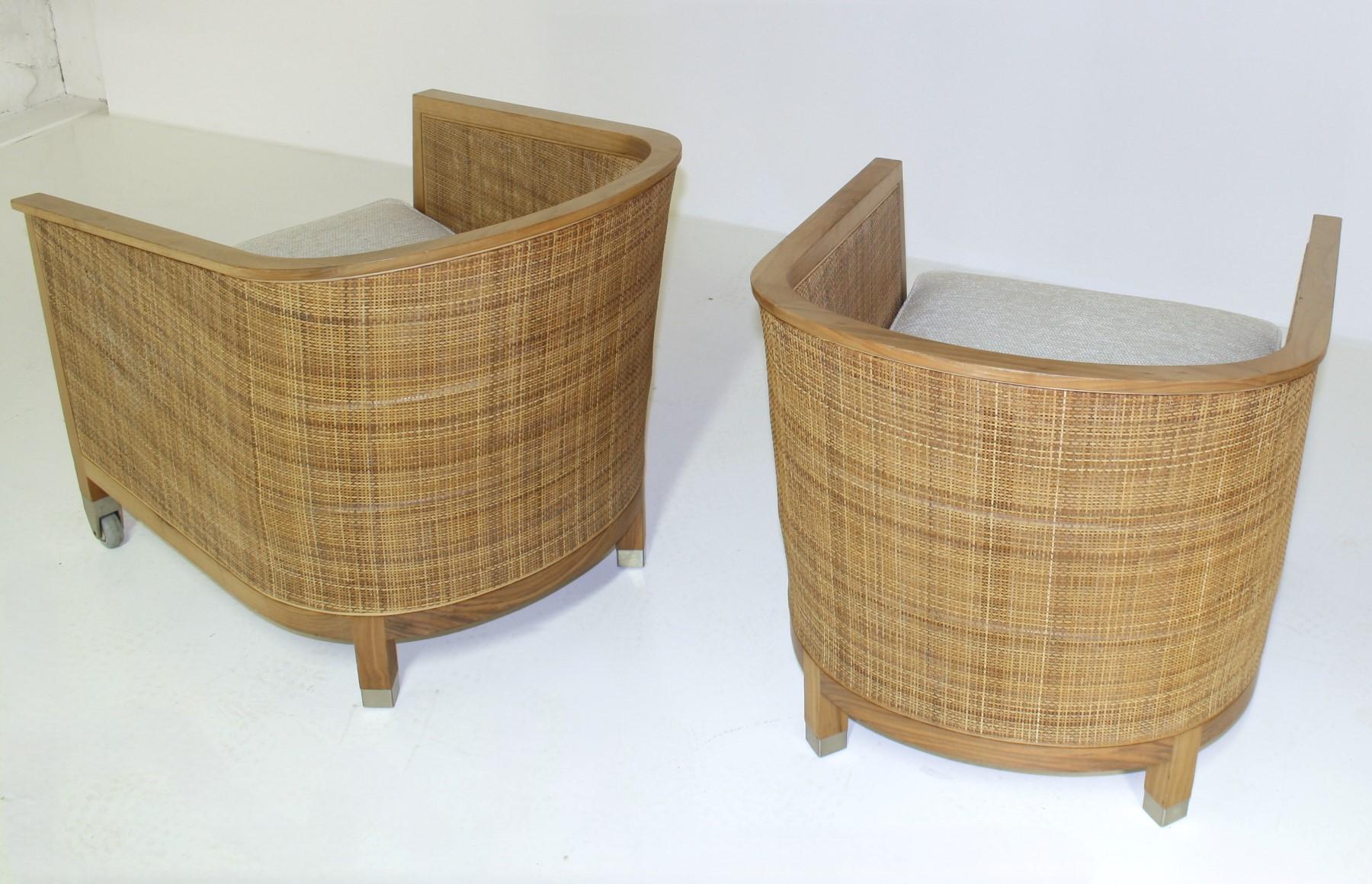 A pair of ‘Mozart’ Woven Rattan Italian Lounge Armchairs By Flexform 5