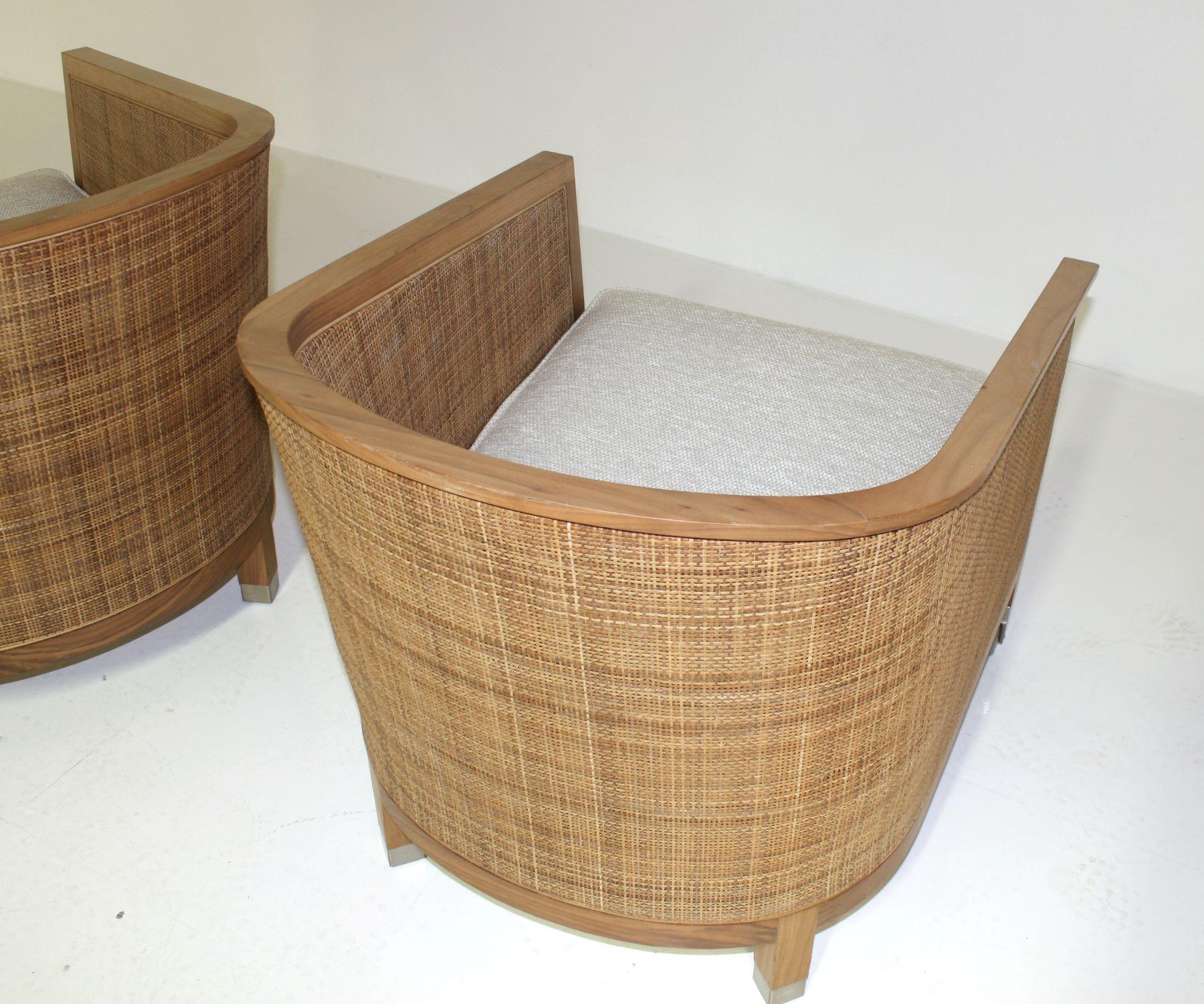 A pair of ‘Mozart’ Woven Rattan Italian Lounge Armchairs By Flexform 12