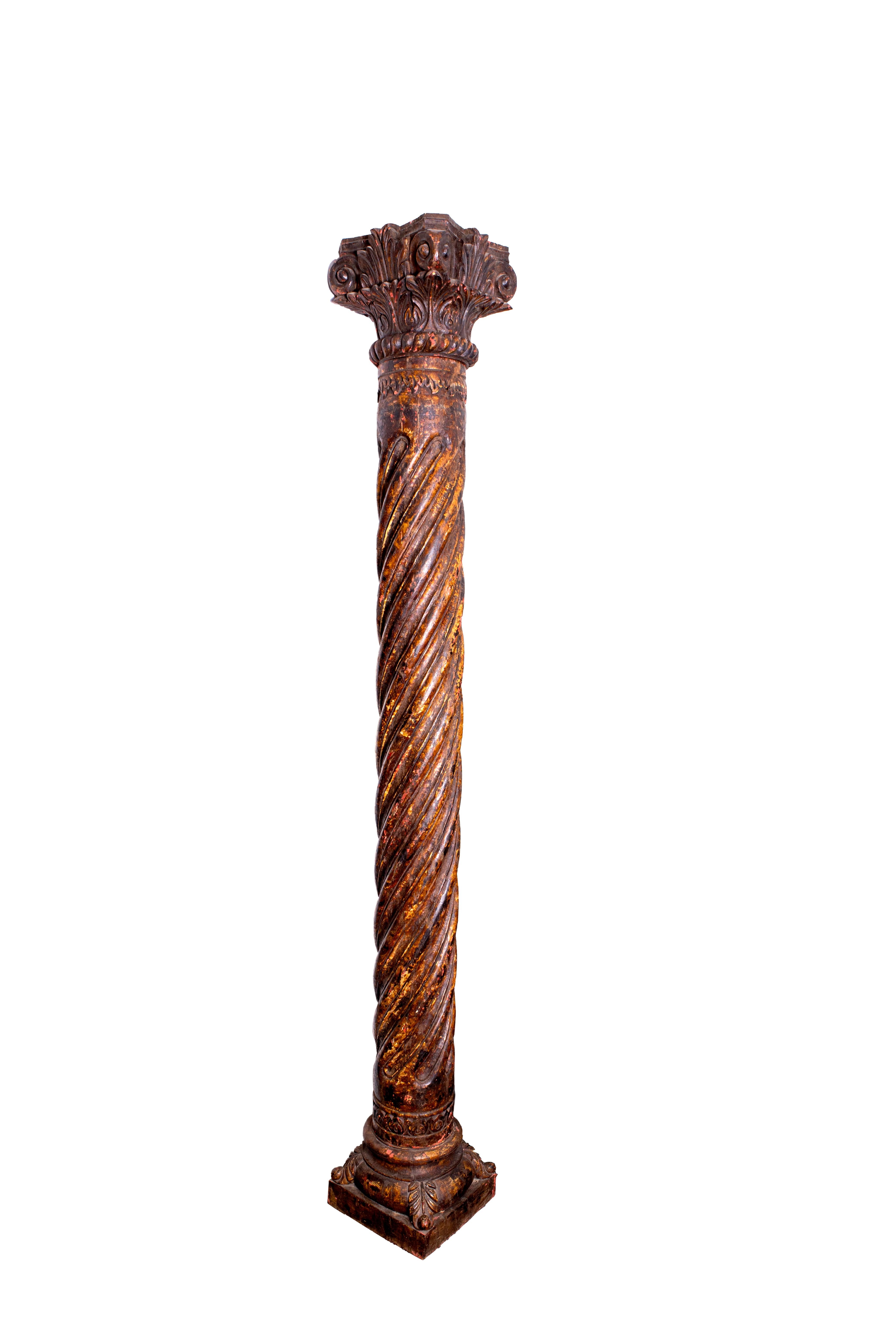Pair of Mughal Wooden Columns, India, 19th Century In Good Condition For Sale In London, GB
