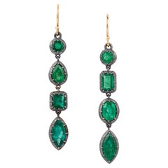 A Pair of Multi-Shape Emerald Drop Earrings 