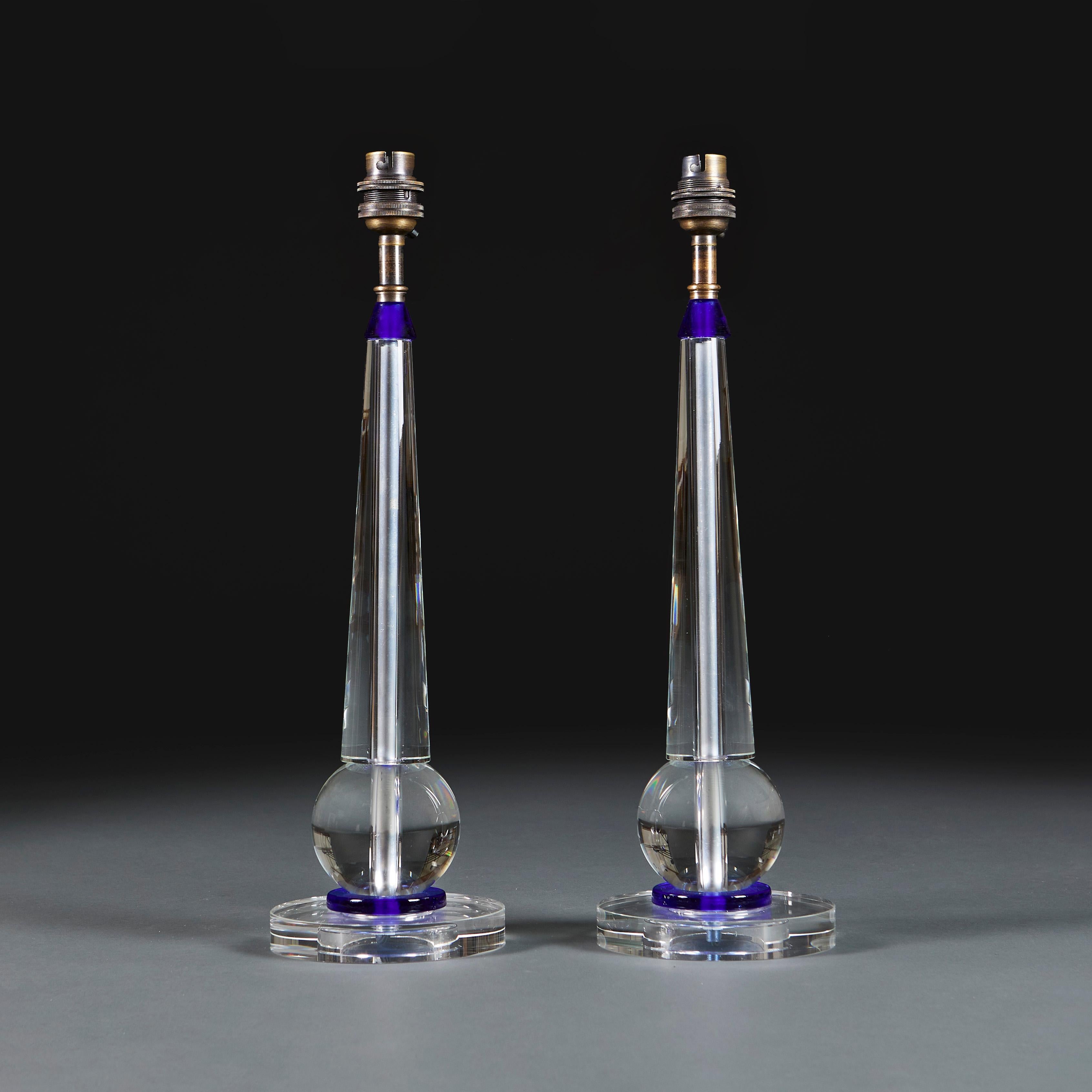 Italian Pair of Murano Glass Baluster Lamps