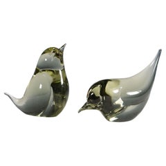Pair of Murano Glass Birds Designed by Livio Seguso, circa 1970s
