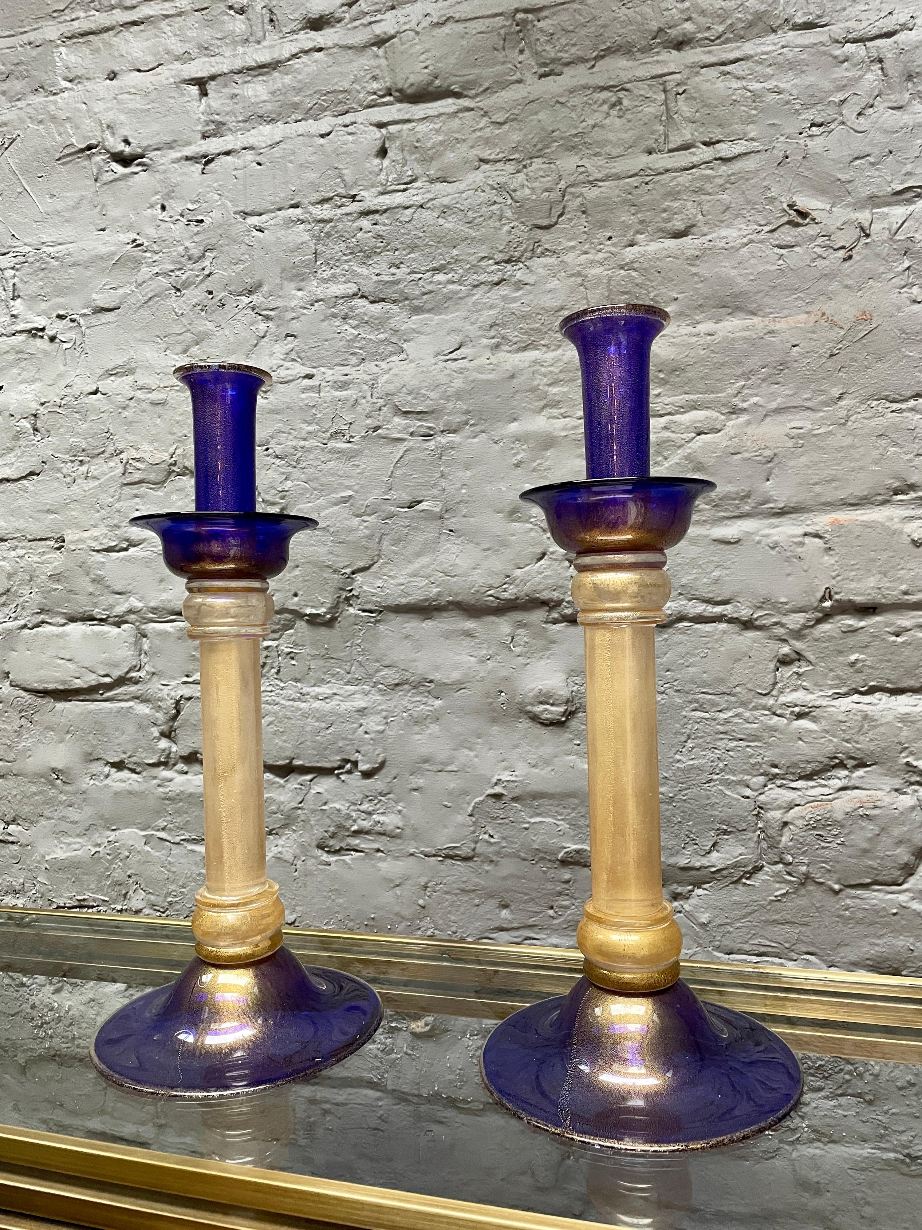 Pair of Murano Glass Candlesticks and Tazza 10