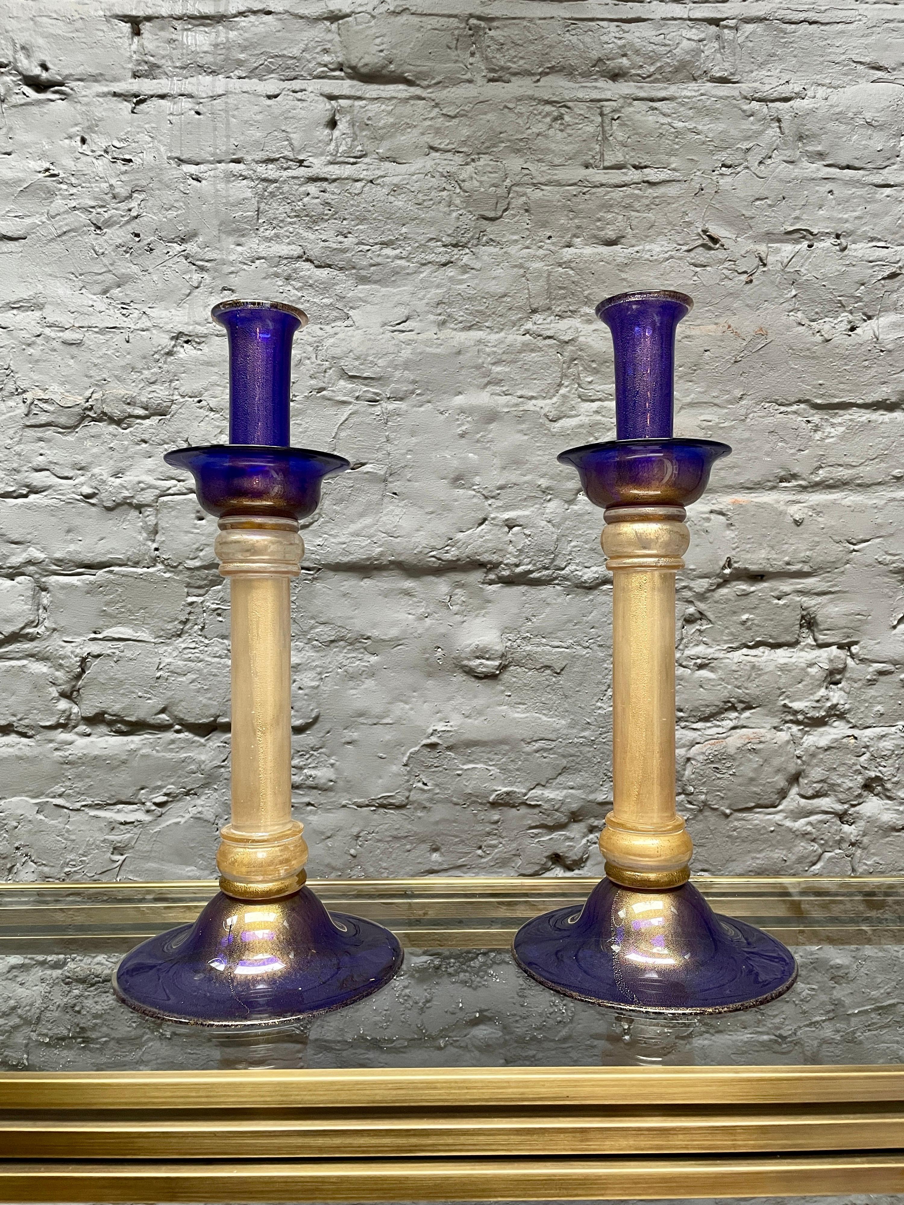 Pair of Murano Glass Candlesticks and Tazza 11