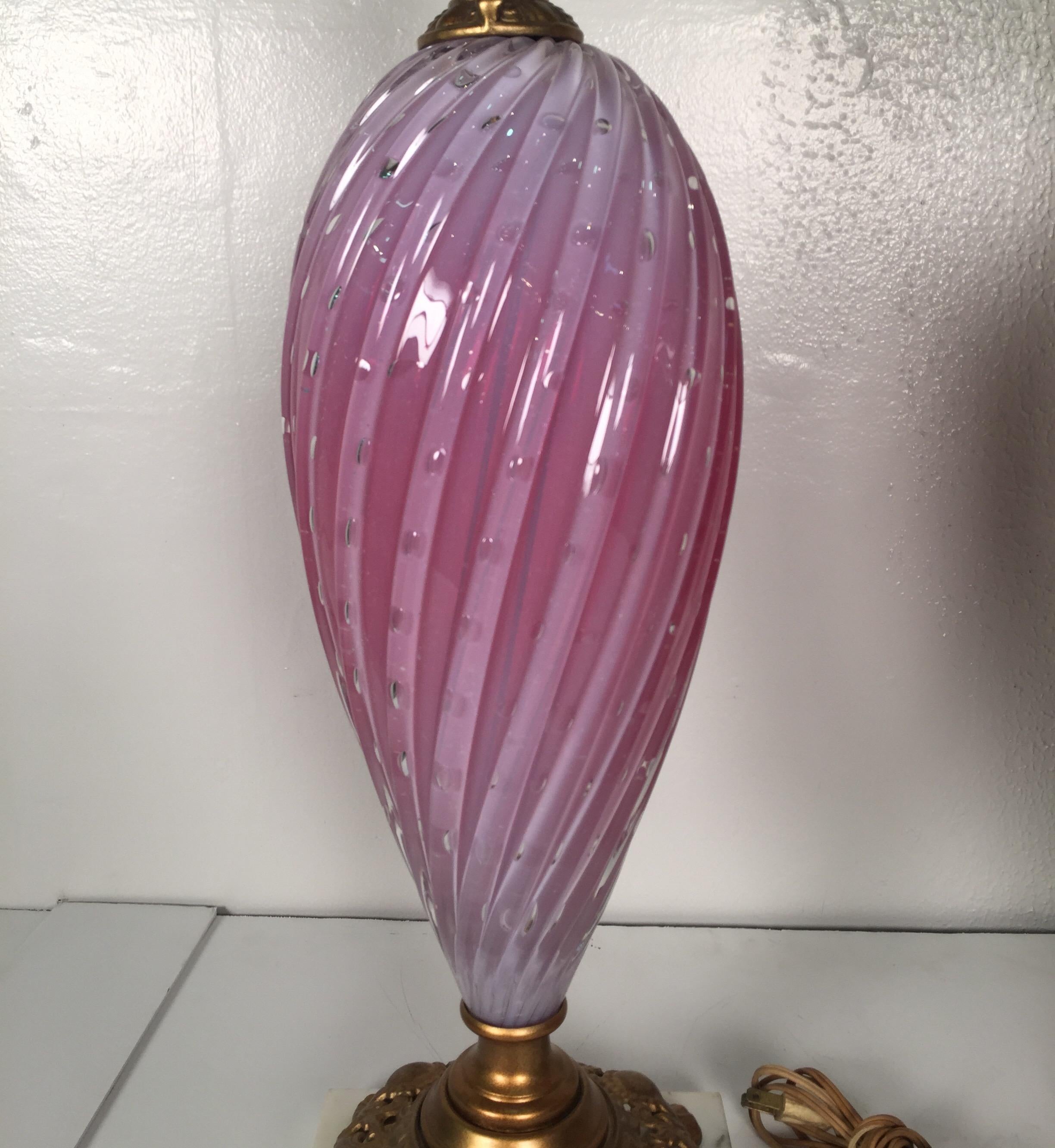 Pair of Murano Glass Ewer Lamps In Good Condition In Lambertville, NJ