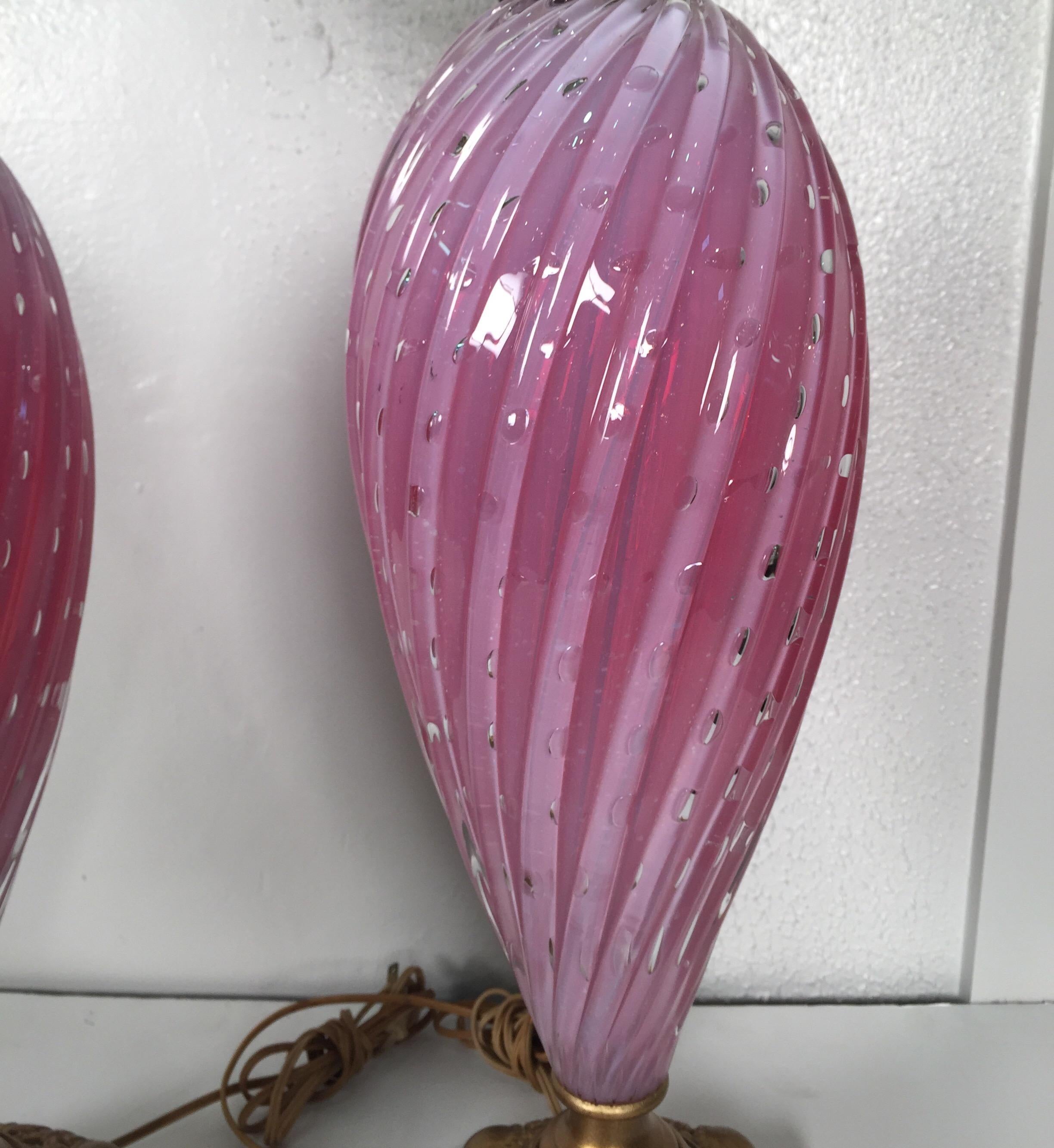 20th Century Pair of Murano Glass Ewer Lamps