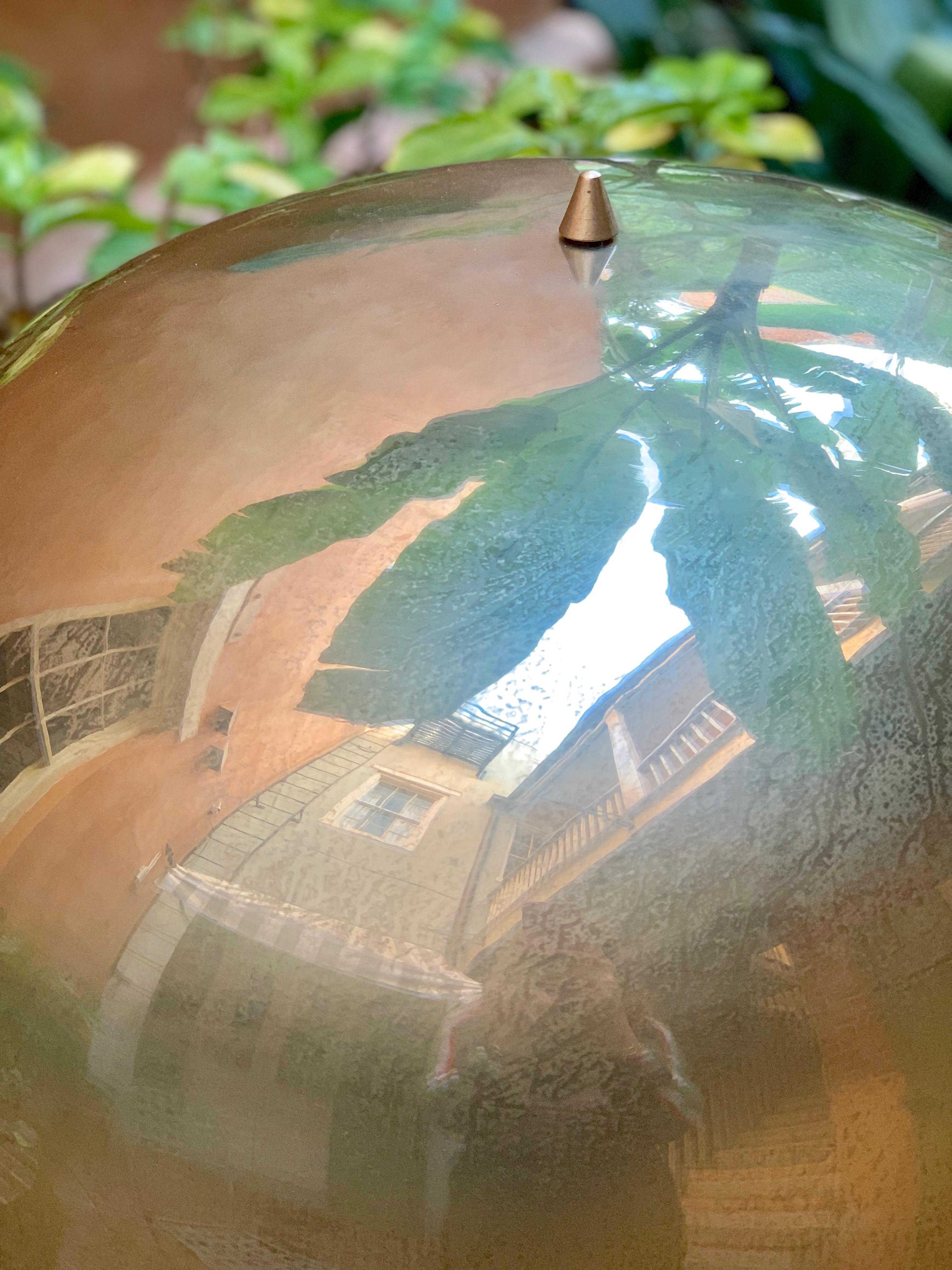 Italian Pair of Murano Glass Globe Lamps on Brass Bases, circa 1950