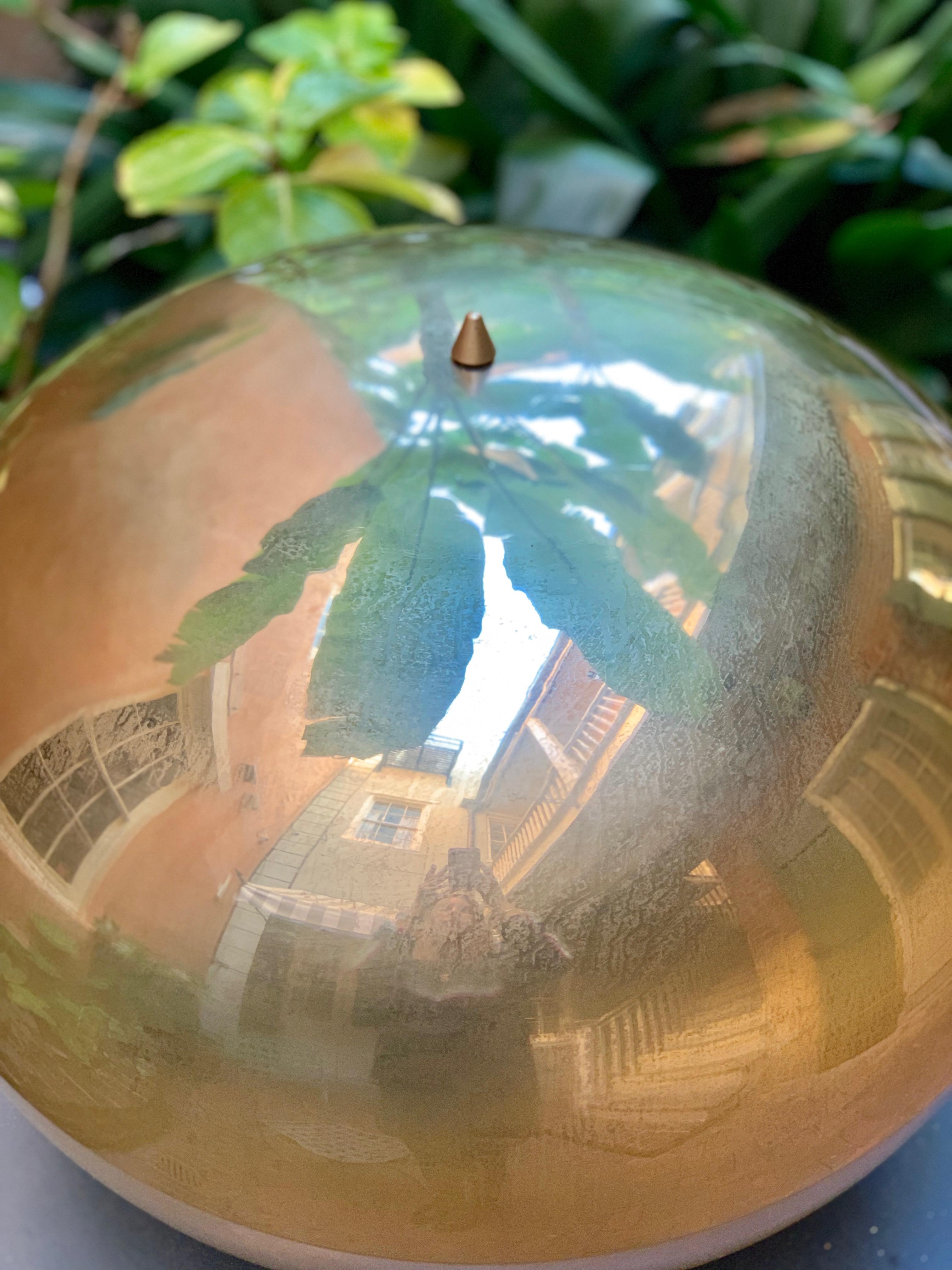 20th Century Pair of Murano Glass Globe Lamps on Brass Bases, circa 1950