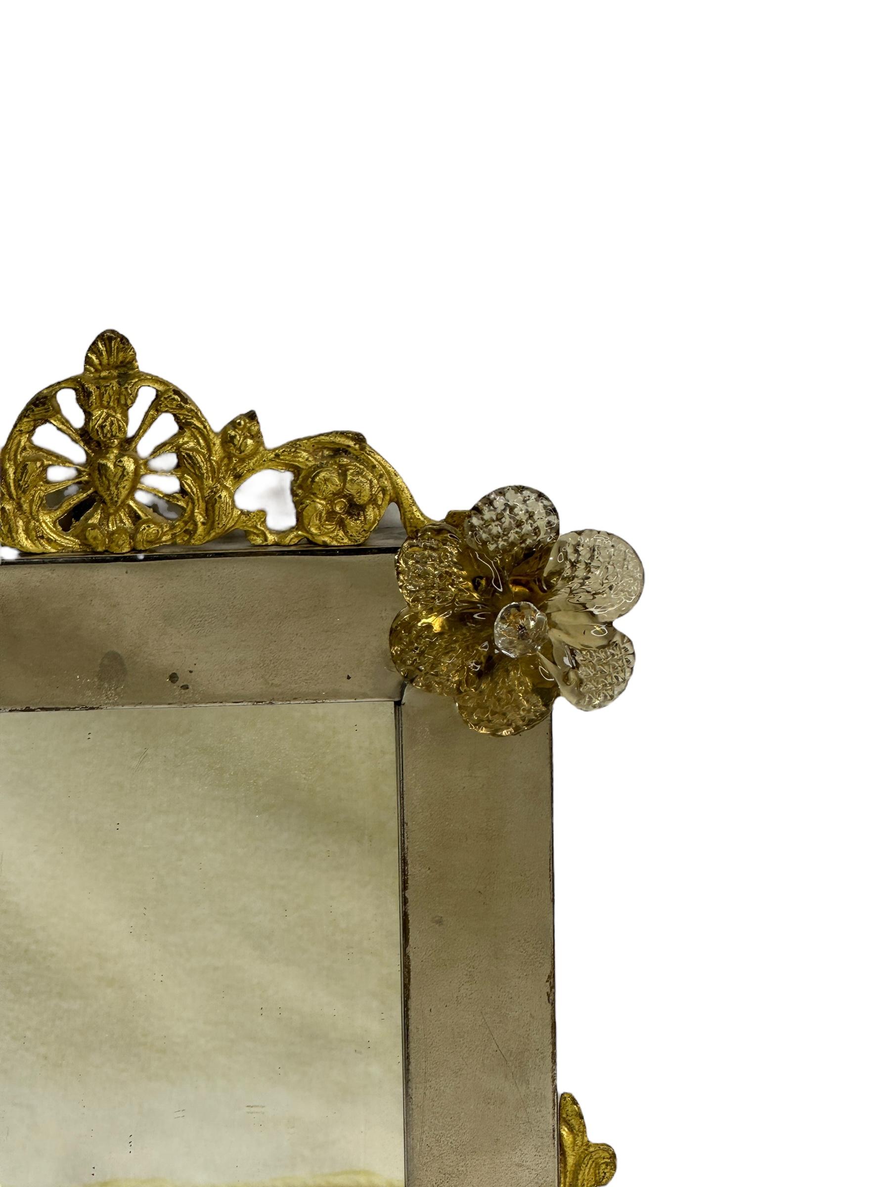 Ein Paar Murano-Glasspiegel mit geräucherten Blumen 1950er Jahre, Italien Venedig-Venedig (Mitte des 20. Jahrhunderts) im Angebot