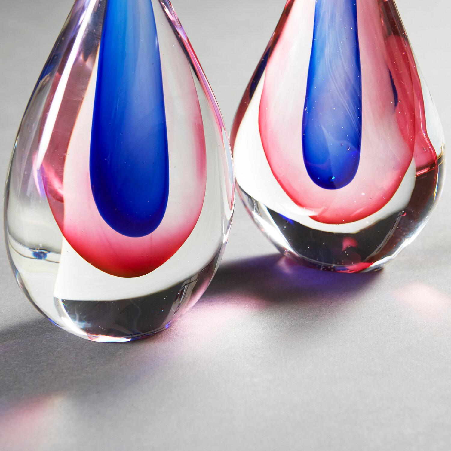 Italian Pair of Murano Glass Teardrop Table Lamps