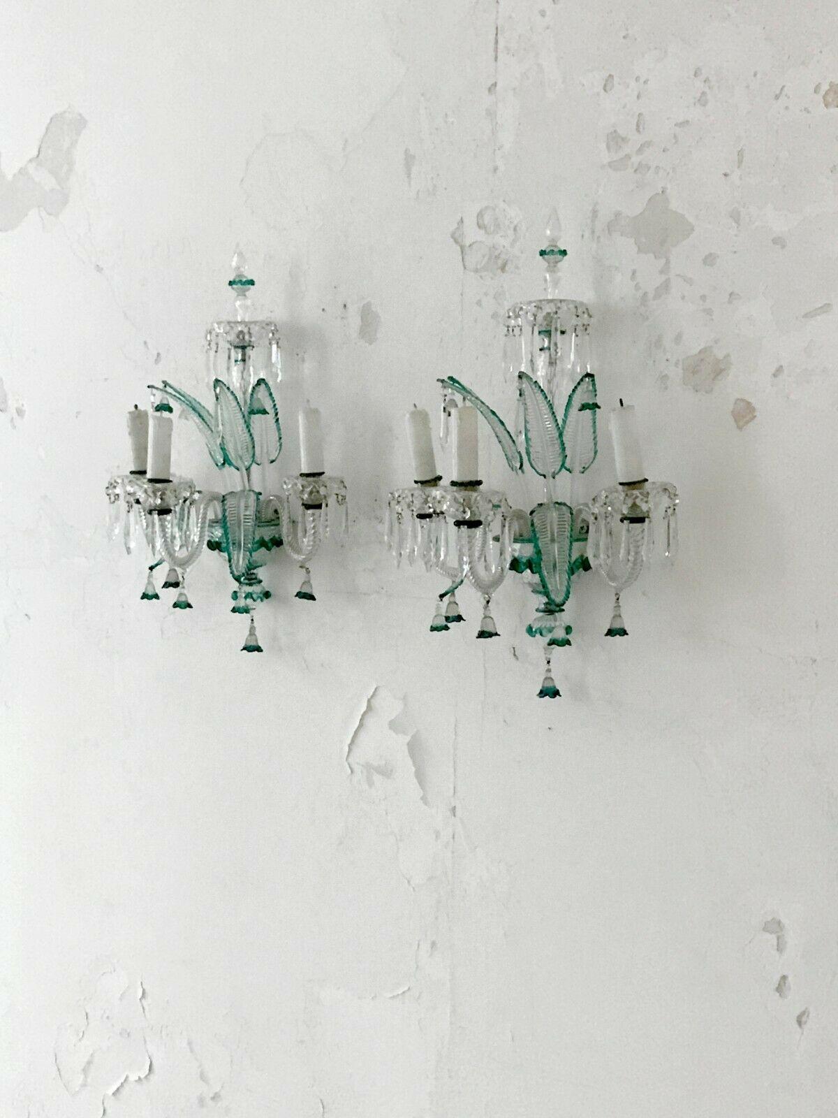 Neoclassical A Pair of MURANO GLASS WALL APPLIQUES, by FLAVIO POLI & VERONESE, Italy 1960 For Sale