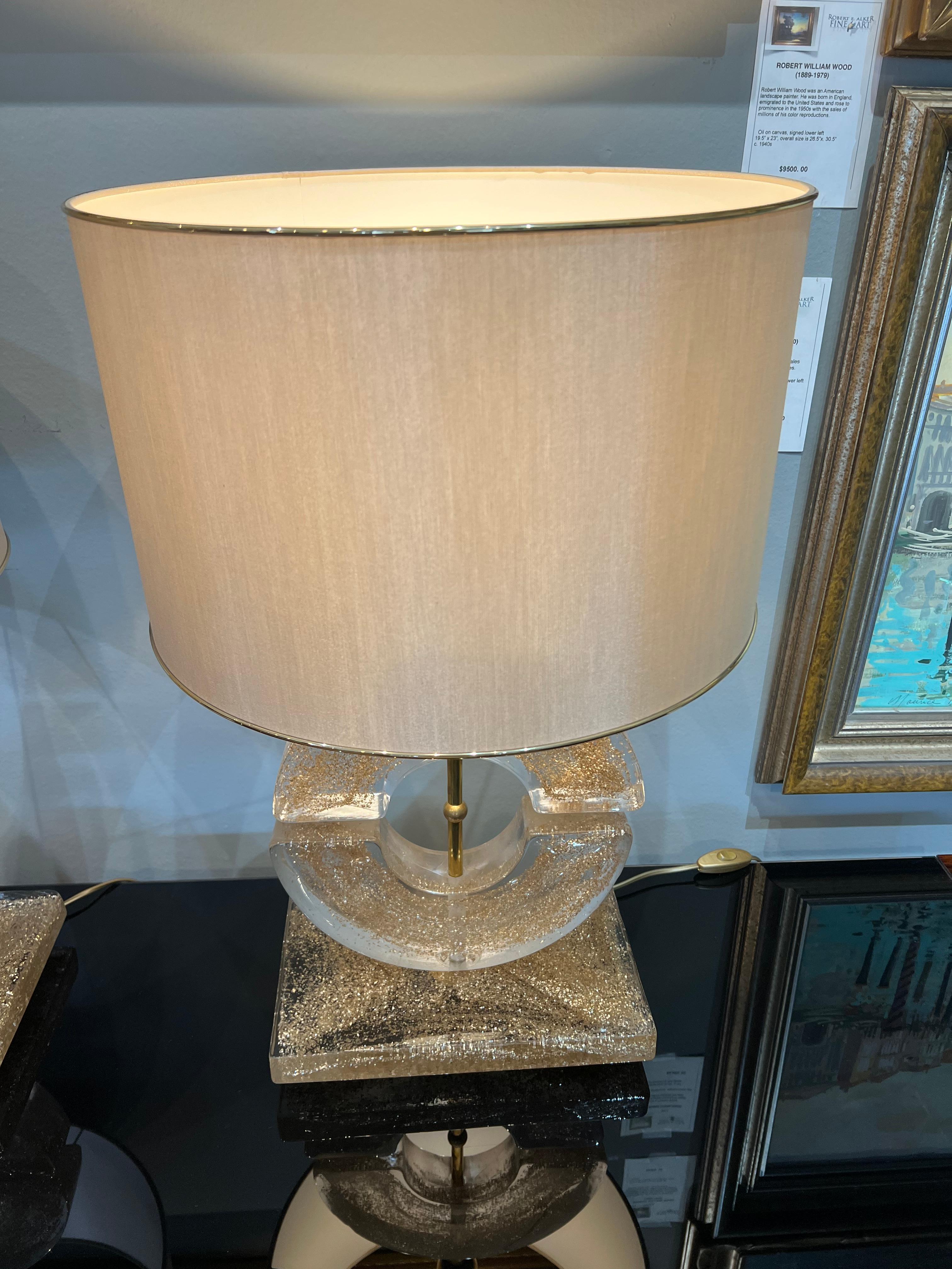 Paire de lampes de Murano avec poussière d'or Bon état - En vente à Houston, TX