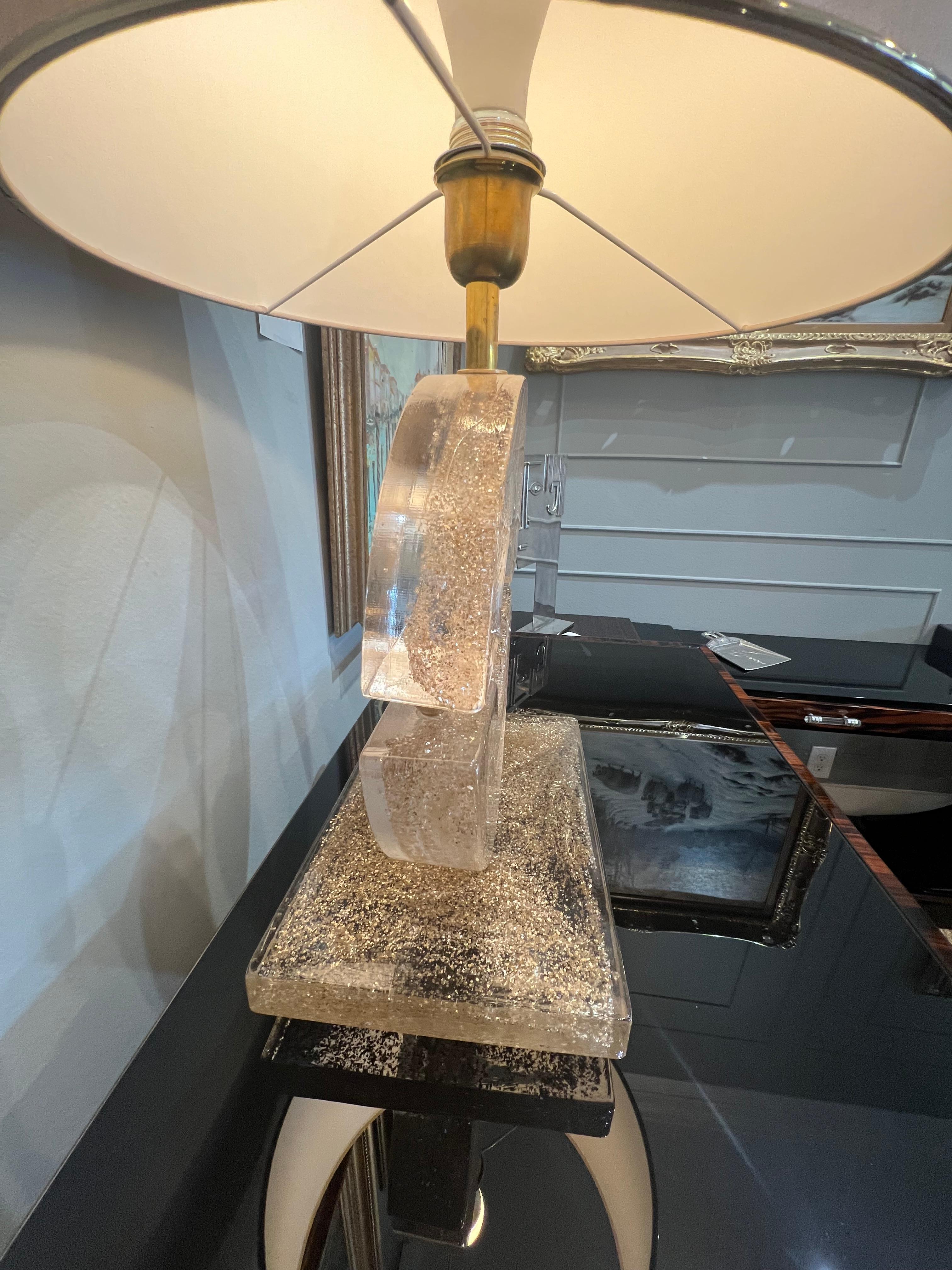 Milieu du XXe siècle Paire de lampes de Murano avec poussière d'or en vente