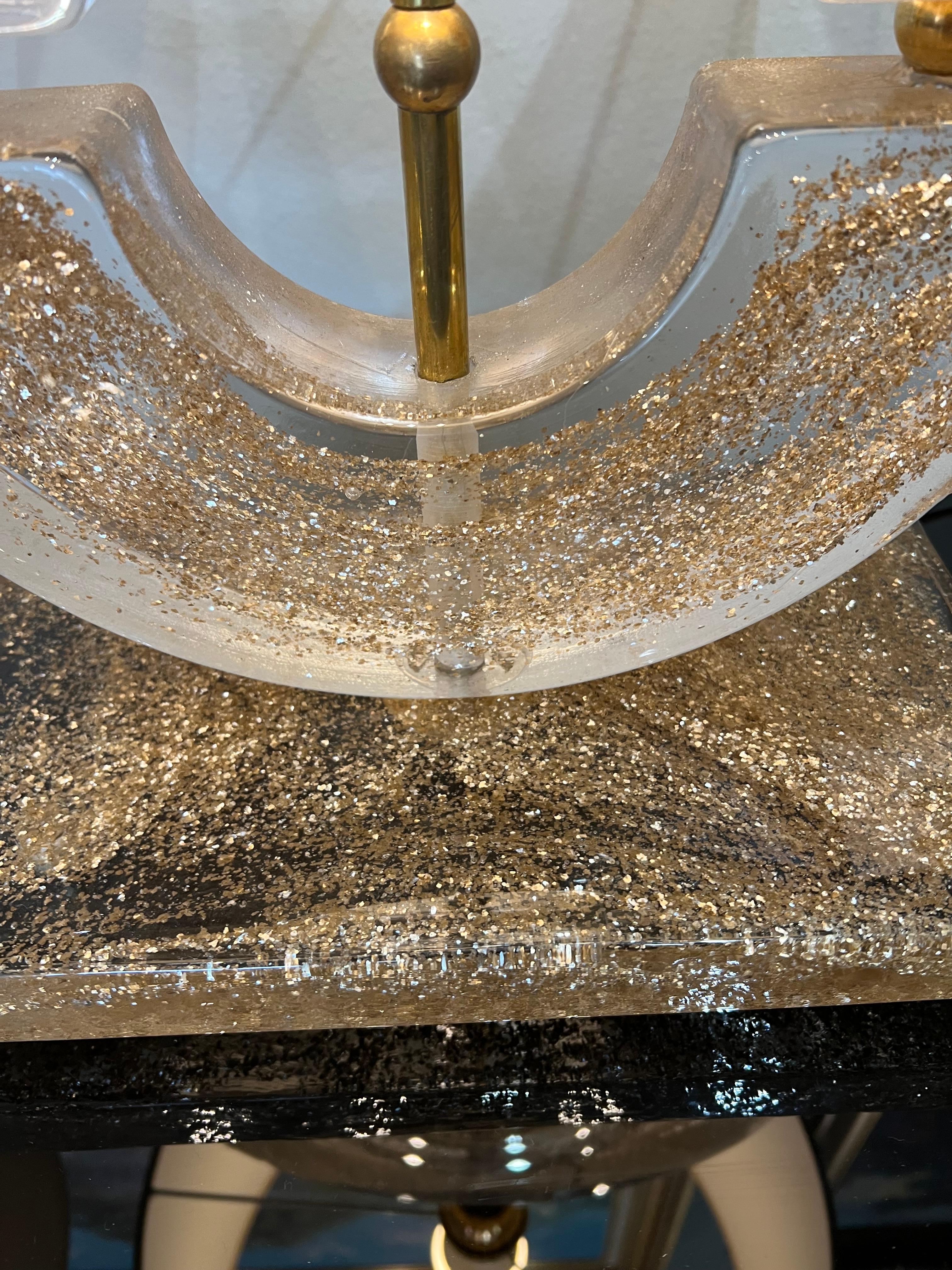 Verre de Murano Paire de lampes de Murano avec poussière d'or en vente
