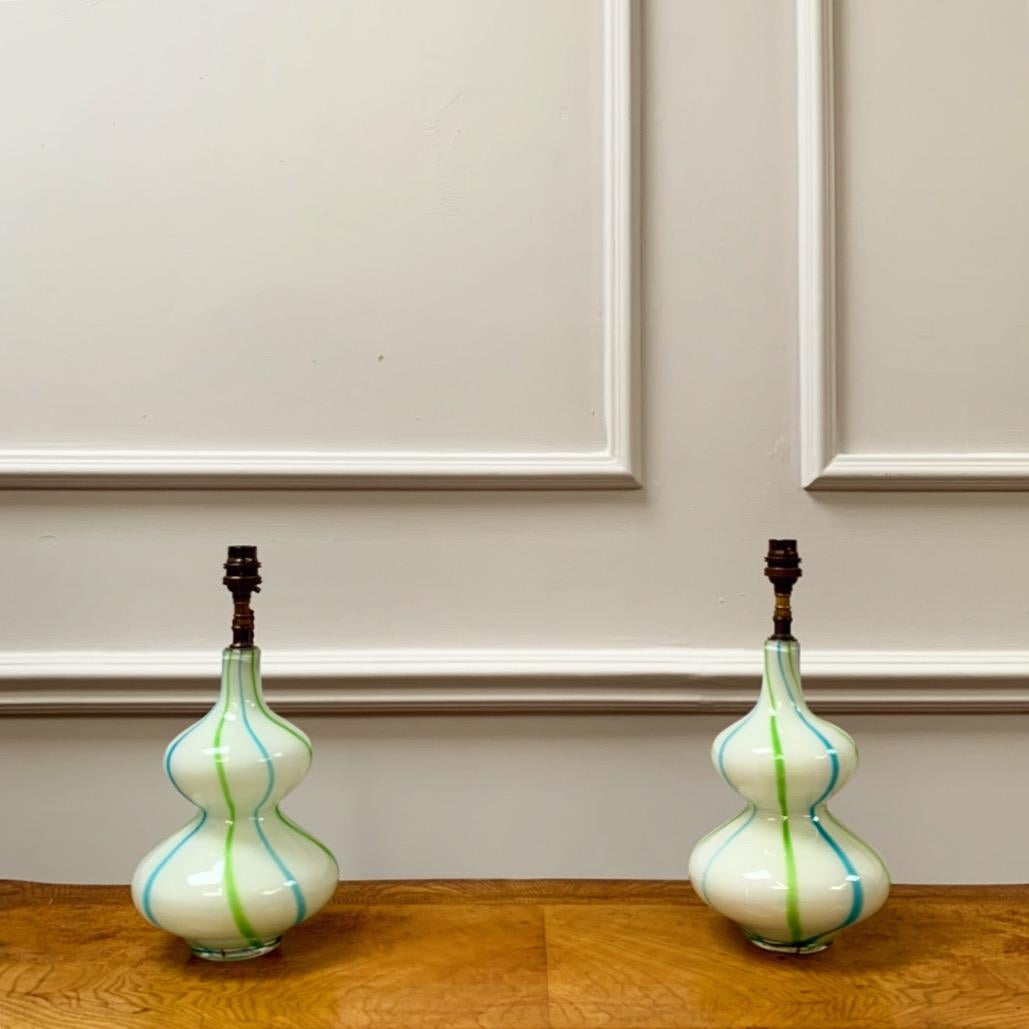 Other A Pair of Murano Polychrome Double Gourd Lamps For Sale