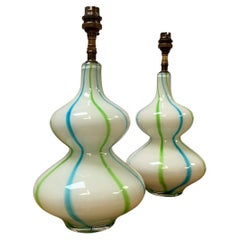 A Pair of Murano Polychrome Double Gourd Lamps