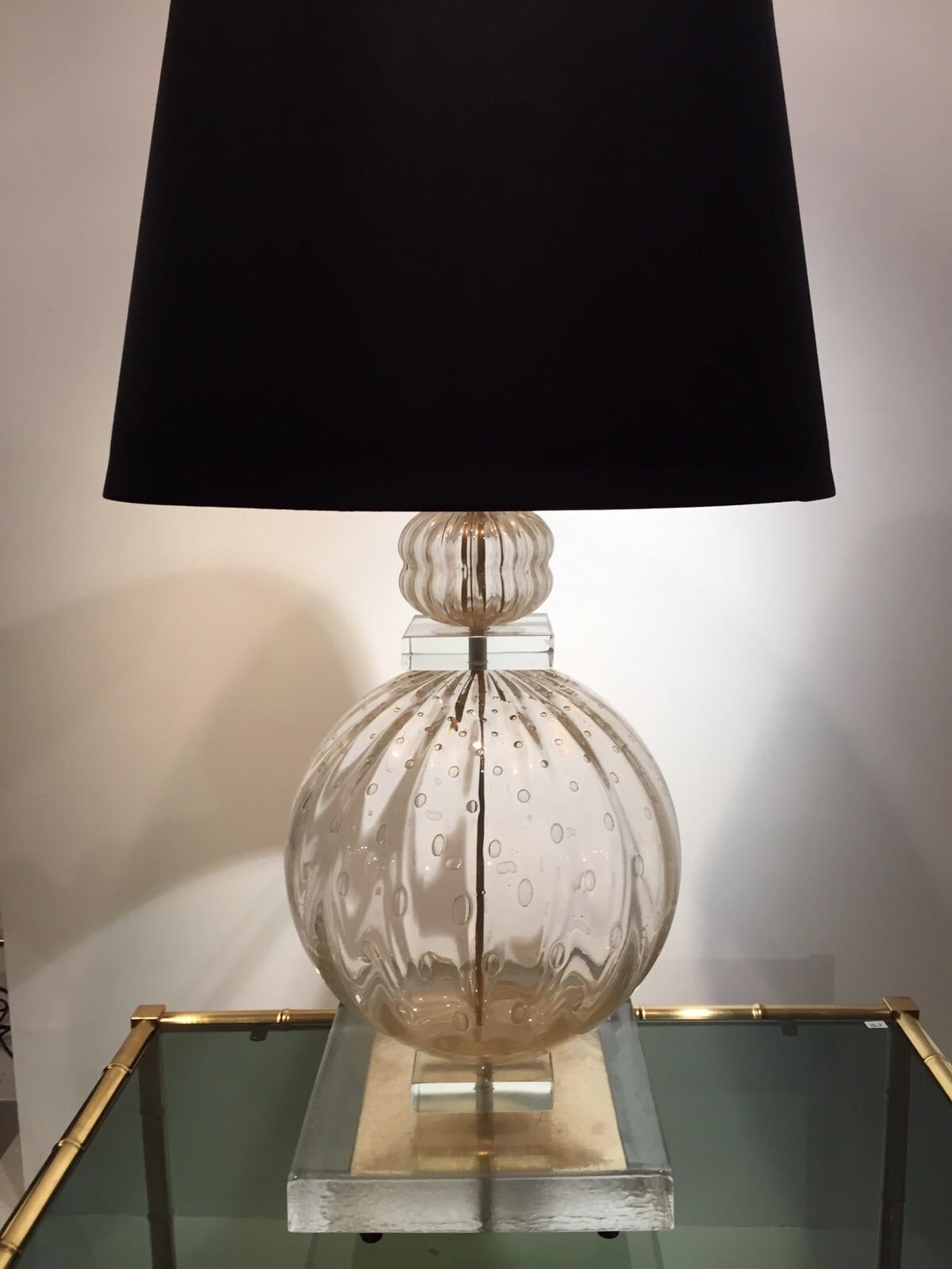 Italian Oversized Pair of Murano Table Lamps Style of Barovier & Toso, circa 1960 For Sale