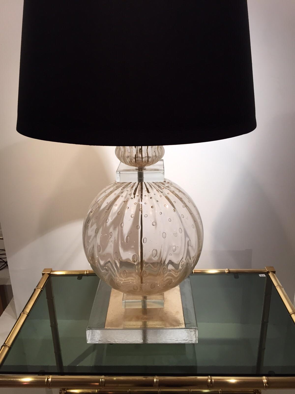 Oversized Pair of Murano Table Lamps Style of Barovier & Toso, circa 1960 In Good Condition For Sale In London, GB