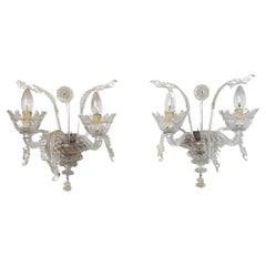 A Pair of Murano Wall Sconces Venetian Style circa 1940's