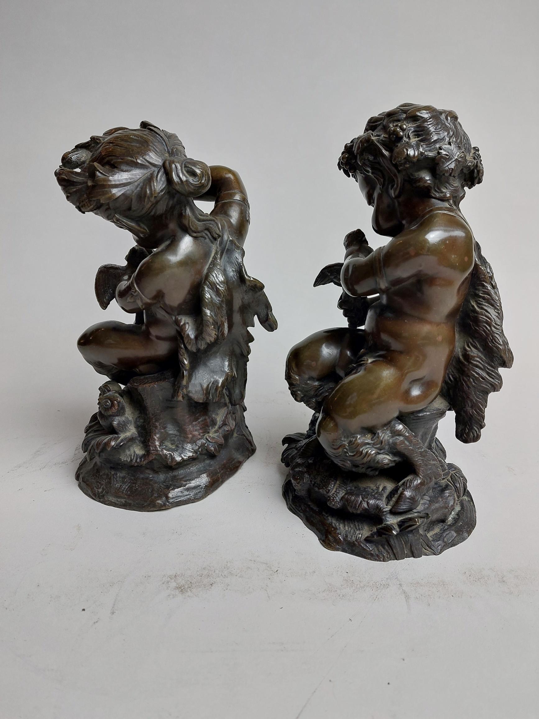 French Pair of Murderous 19th Century Bronze Fawns For Sale