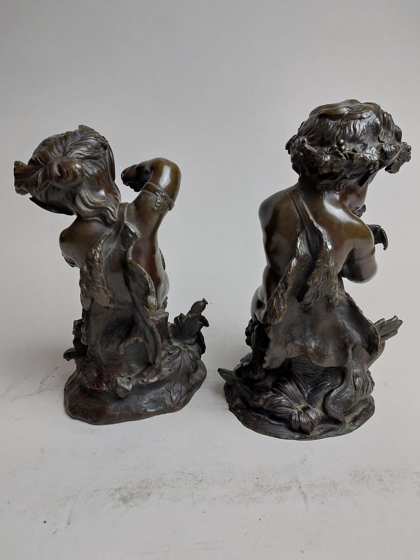 Cast Pair of Murderous 19th Century Bronze Fawns For Sale