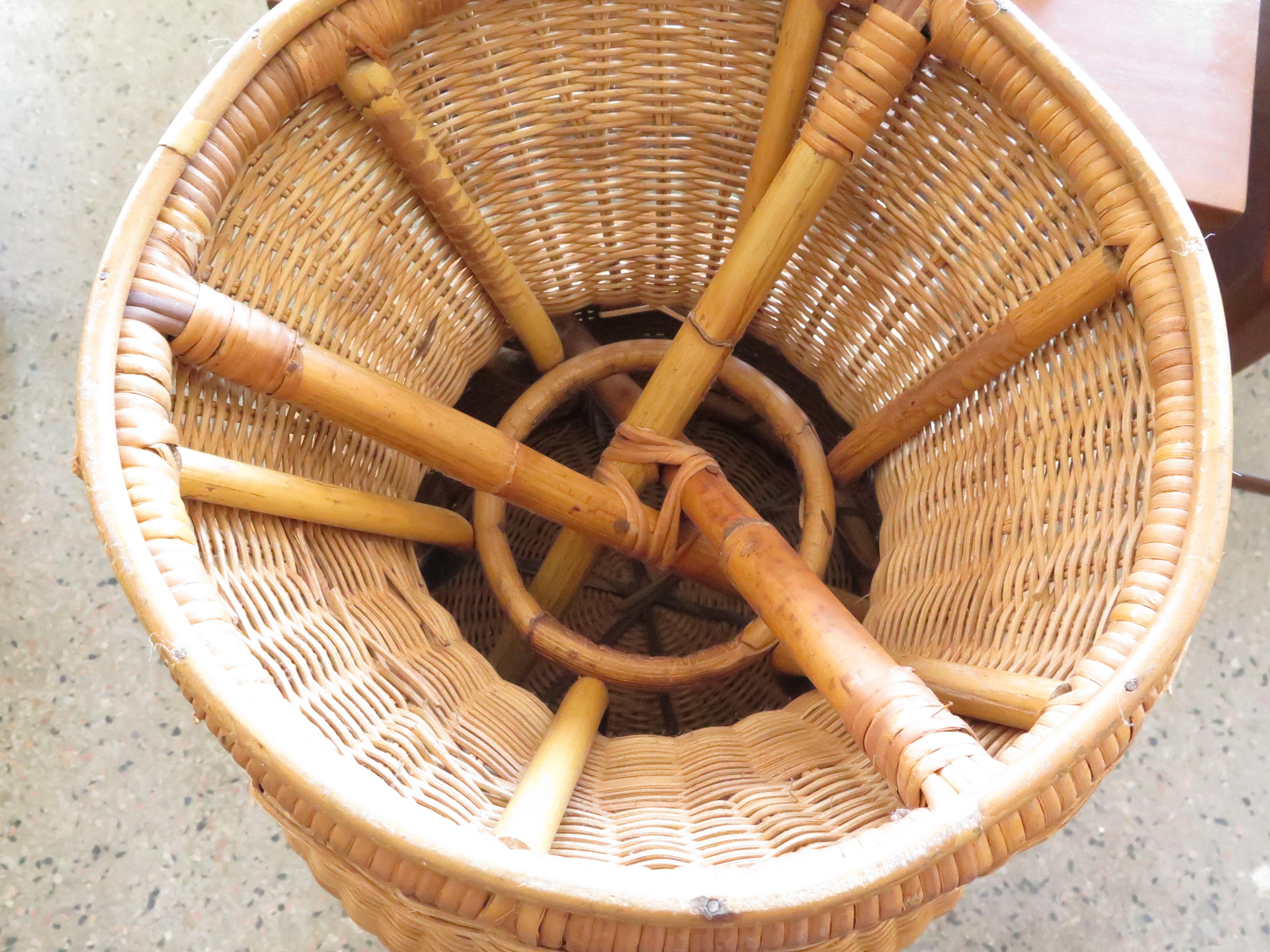 A Pair of Wicker Mushroom Shaped Ottomans, circa 1970's For Sale 1