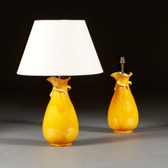 Pair of Mustard Yellow Glaze Lamps