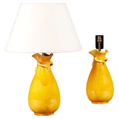 Pair of Mustard Yellow Glaze Lamps