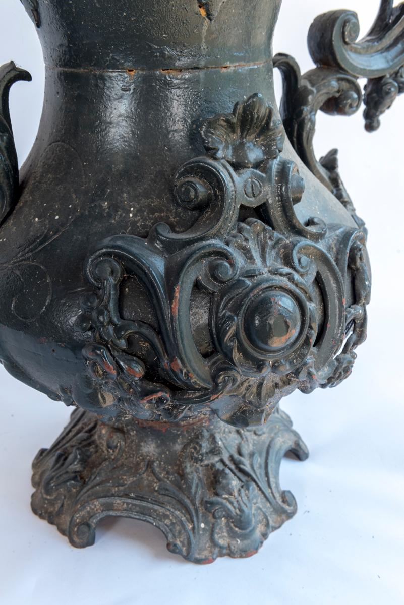 19th Century Pair of Napoleon Cast Iron Urns For Sale