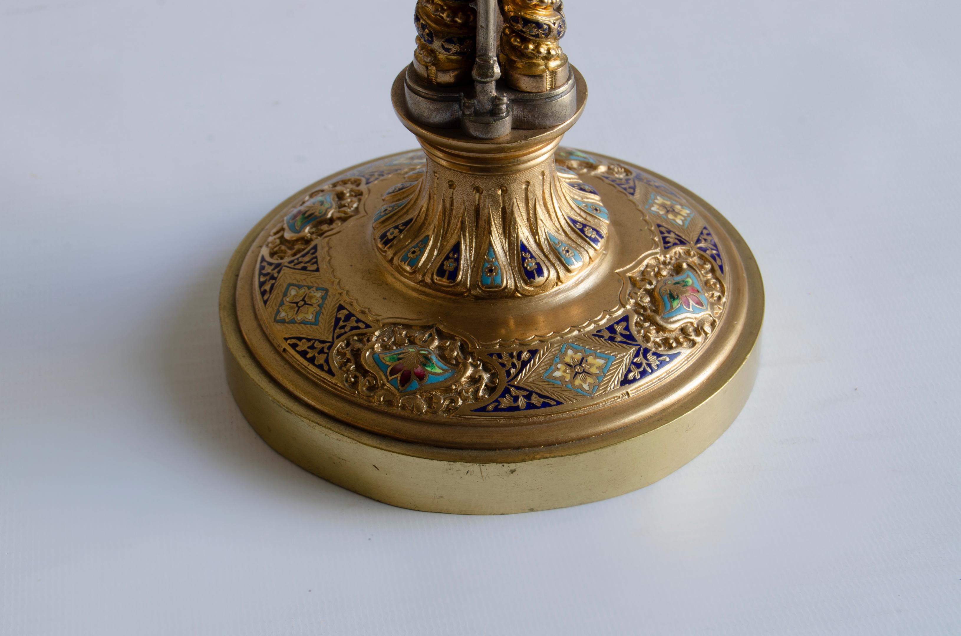 A pair of Napoleon III candlesticks
gilt bronze and Champleve enamel
Origin France
19th century 1860
perfect condition.
The Napoleon III style had its heyday during the 1850s and 1880s. Emperor Napoleon wanted to emulate the lavishness and elegance