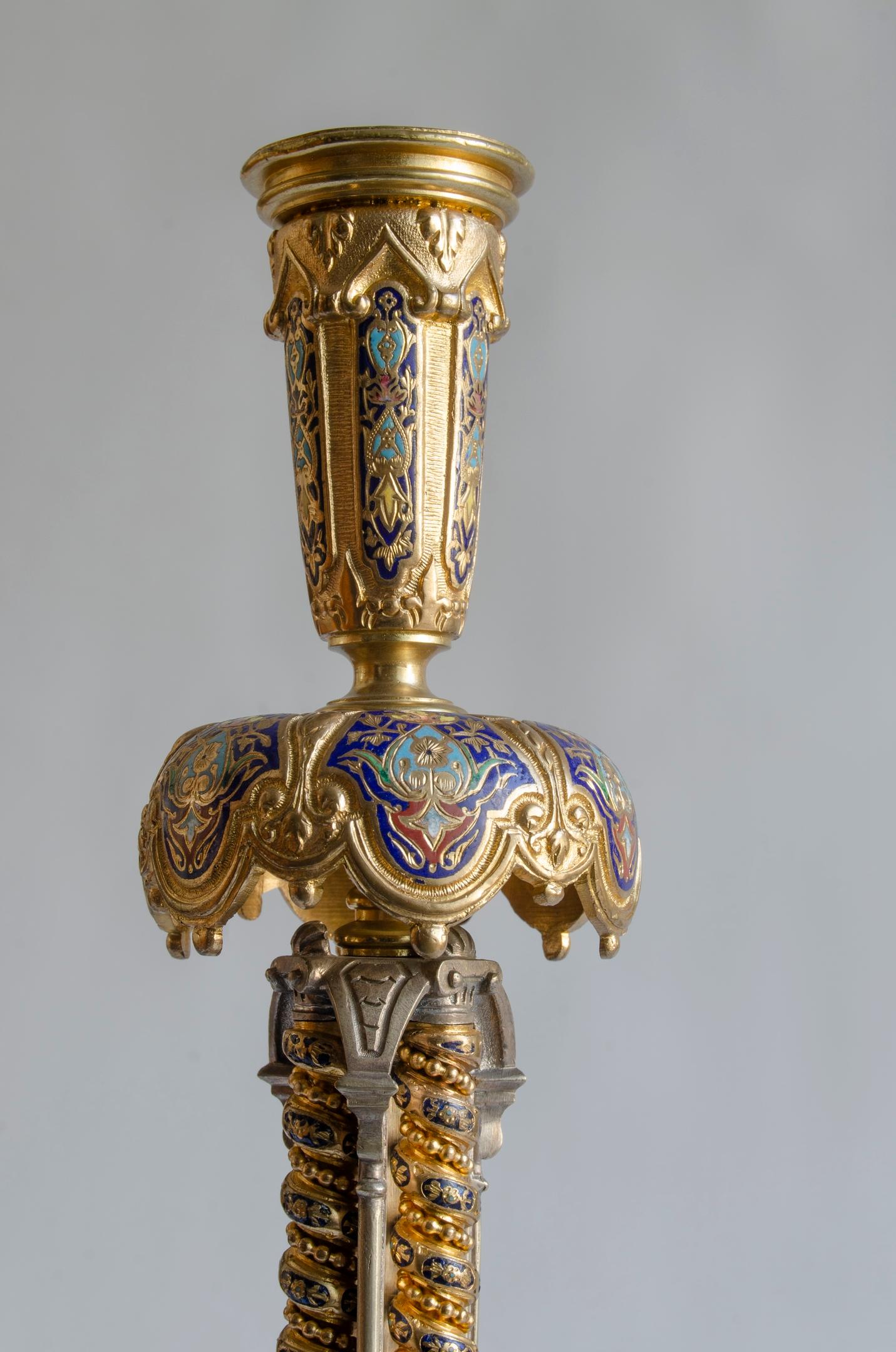 French Pair of Napoleon III Candlesticks For Sale