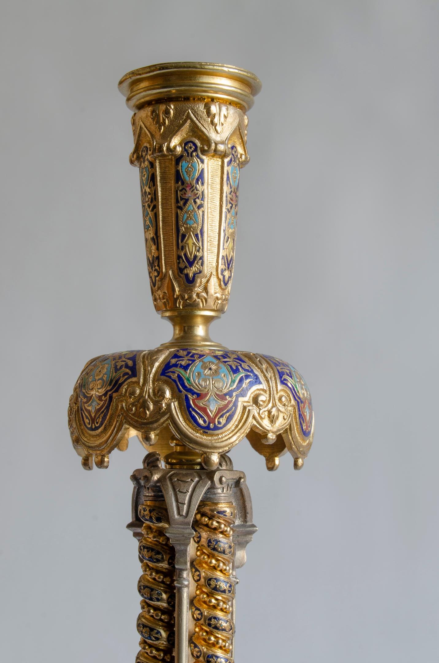 Francese Coppia di candelieri di Napoleone III in vendita