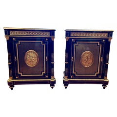 A Pair of Napoleon III Ebonized Wood Boulle and Bronze Mounted Meuble's D'Appui