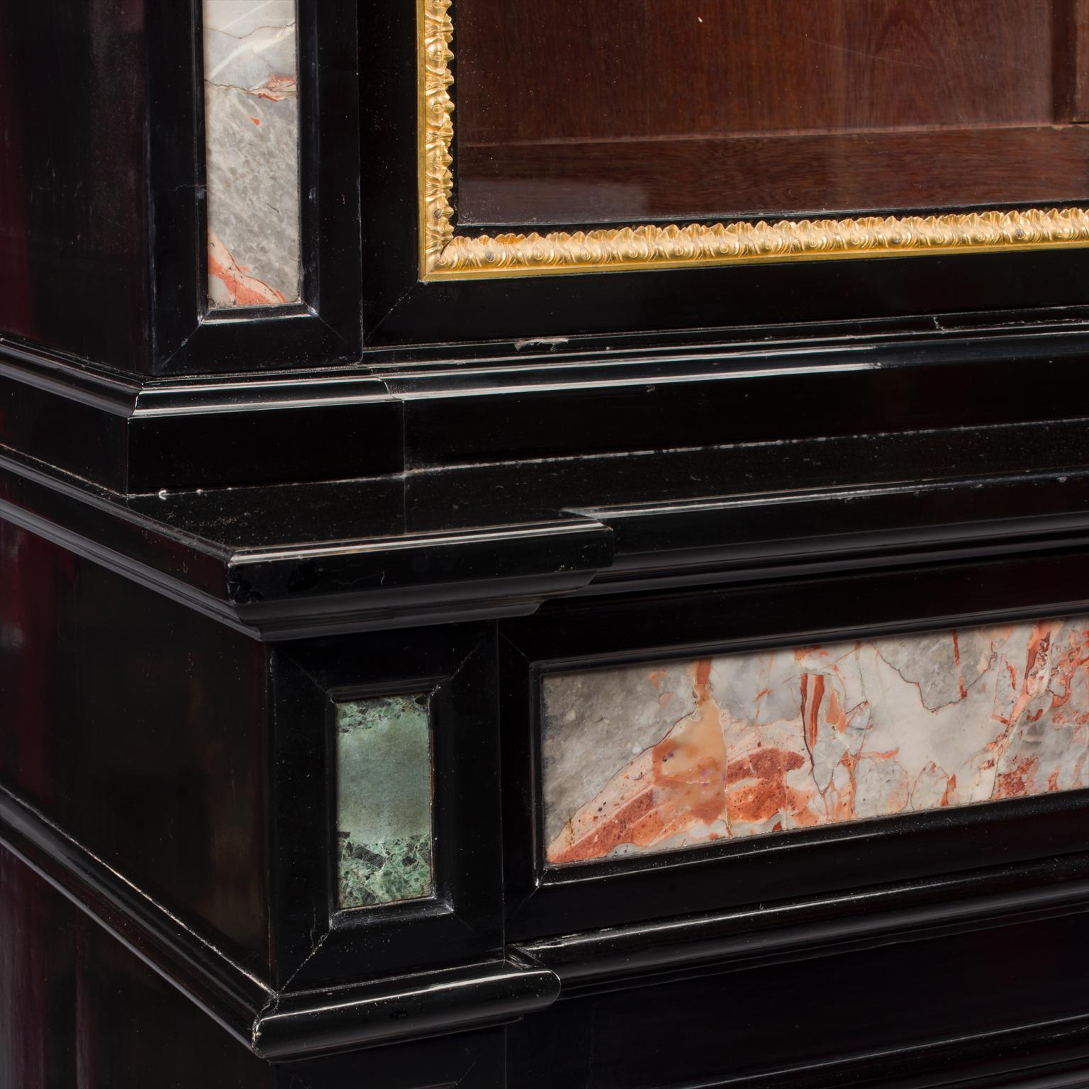 Gilt A Pair of Napoleon III Pietre Dure Bookcases For Sale