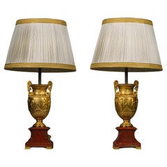 Antique A Pair of Napoleon III Gilt-Bronze Neoclassical Vases, Fitted As Lamps