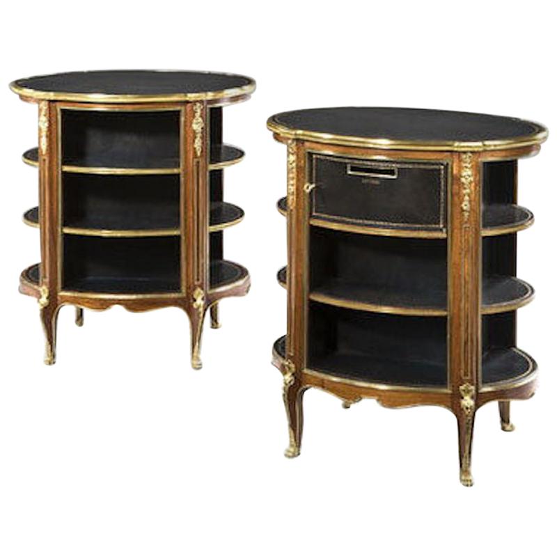 Pair of Napoleon III Kingwood Freestanding Open Bookcases For Sale