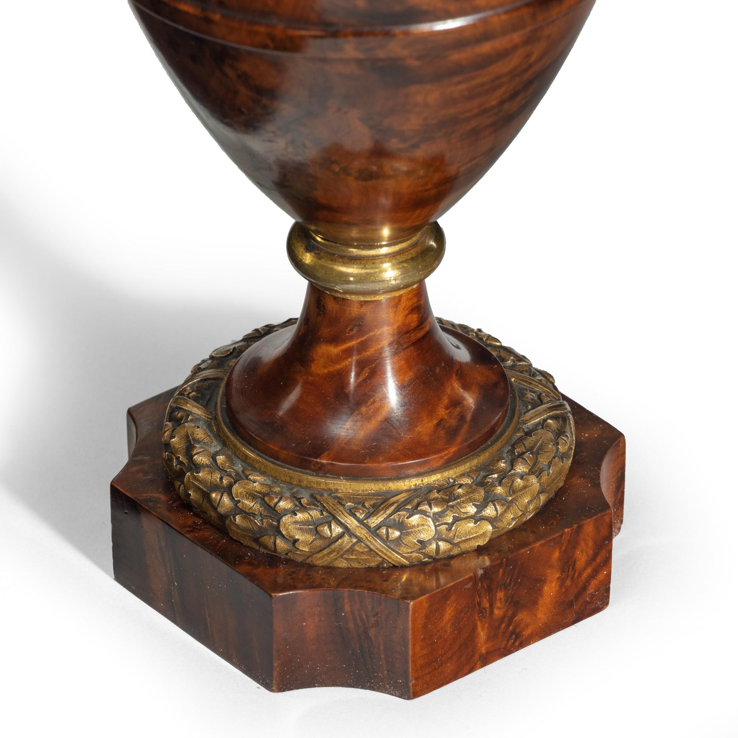 French Pair of Napoleon III Moroccan Burr Thoya Wood Urns For Sale