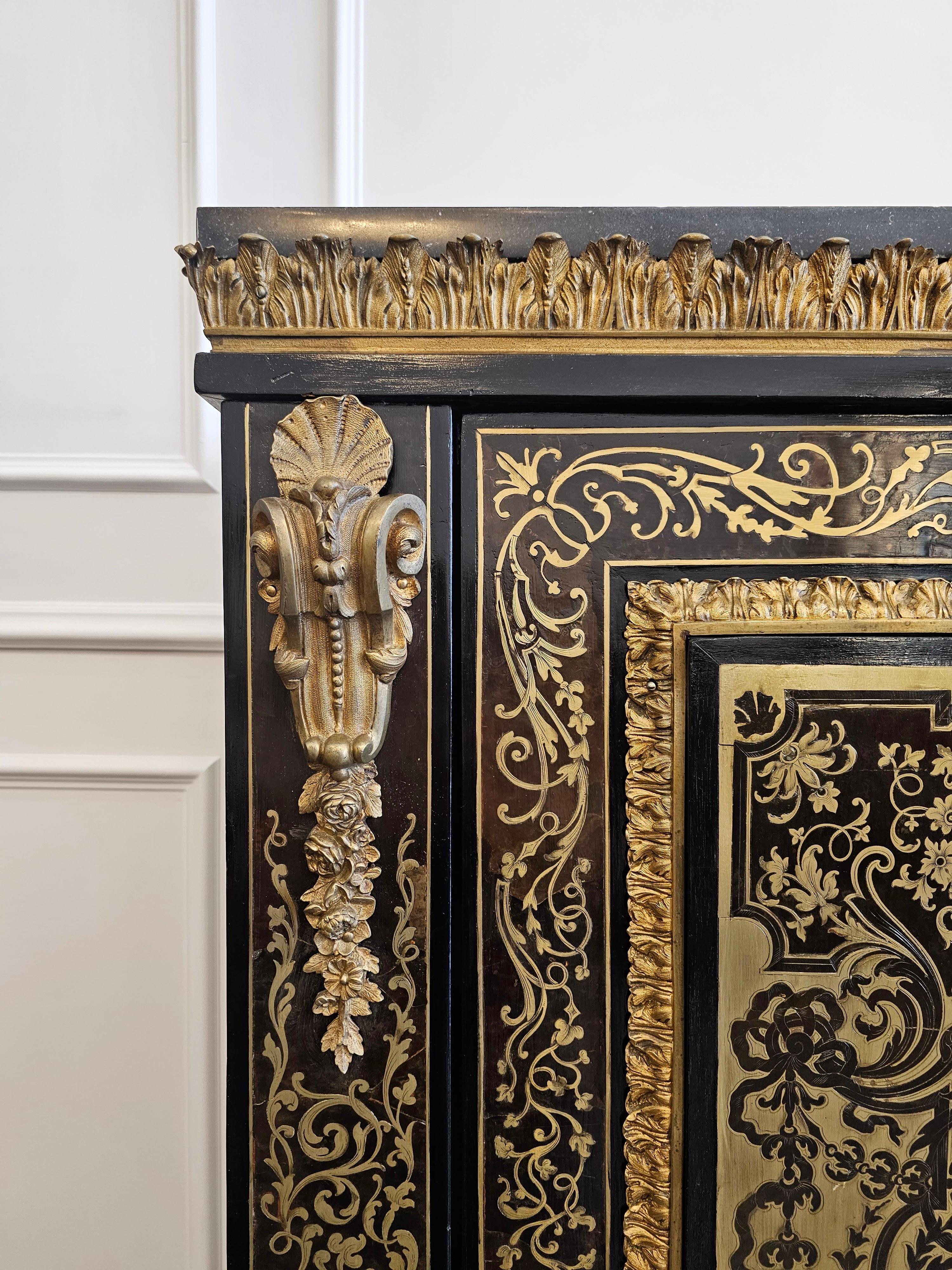 French Pair of Napoleon III Ormolu-Mounted Inlaid Boulle Pier Cabinets For Sale