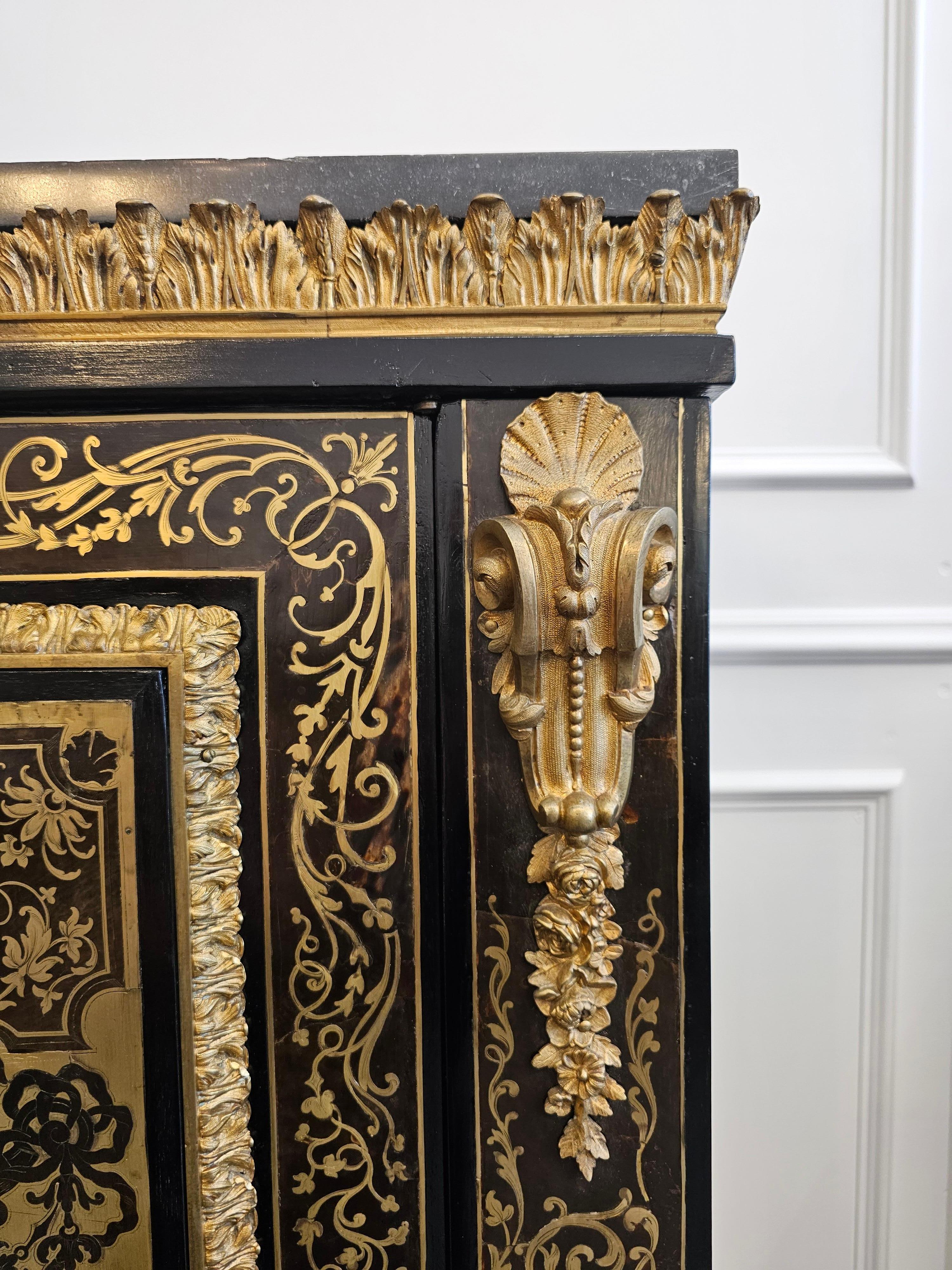 Pair of Napoleon III Ormolu-Mounted Inlaid Boulle Pier Cabinets In Good Condition For Sale In Toorak, VIC