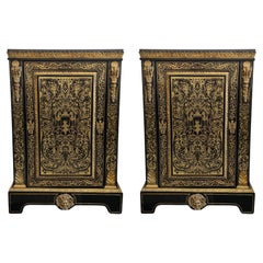Used Pair of Napoleon III Ormolu-Mounted Inlaid Boulle Pier Cabinets