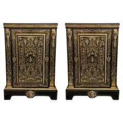 Antique Pair of Napoleon III Ormolu-Mounted Inlaid Boulle Pier Cabinets