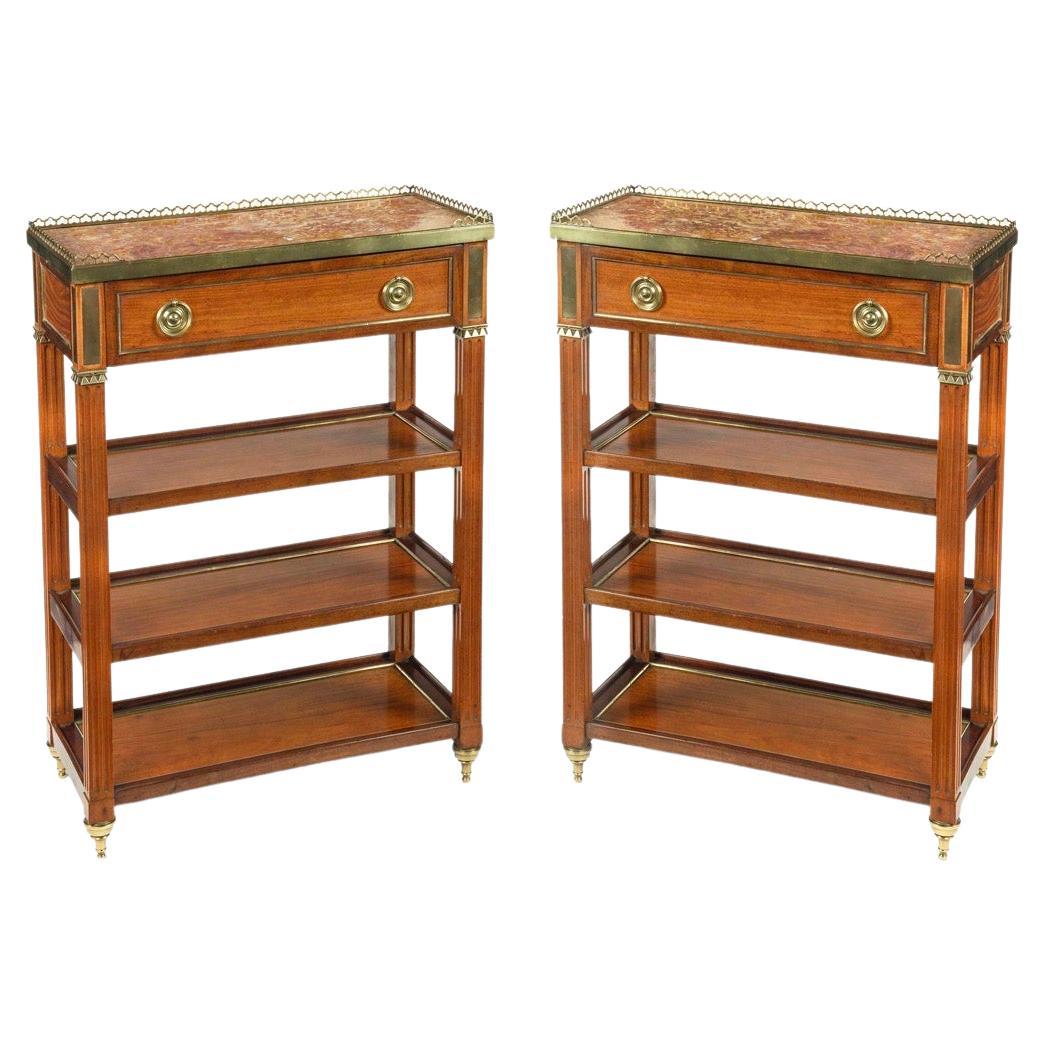 Coppia di tavolini o comodini in legno satinato Napoleone III