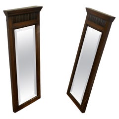 A Pair of Narrow Edwardian Walnut Mirrors  A very attractive pair