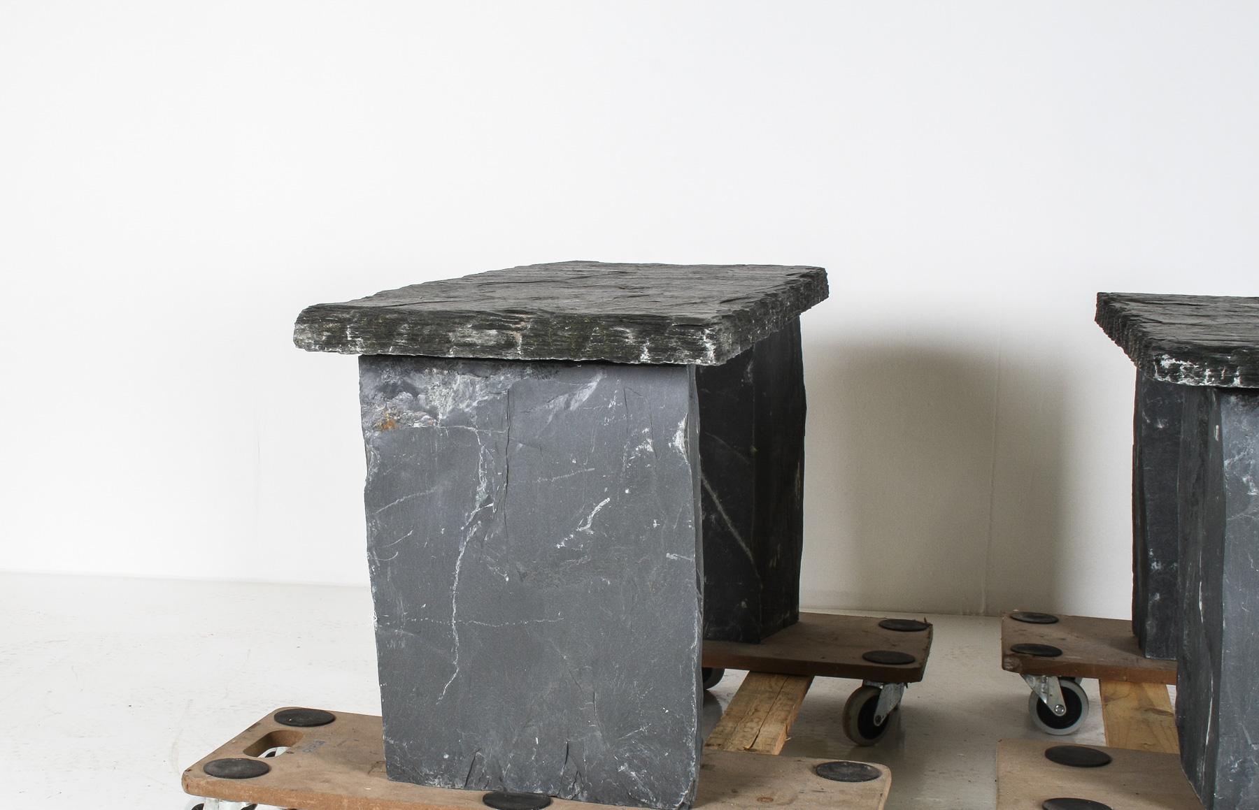 A Pair of Natural Wabi Sabi Stone Garden Bench Seats – Riven Welsh Slate 12