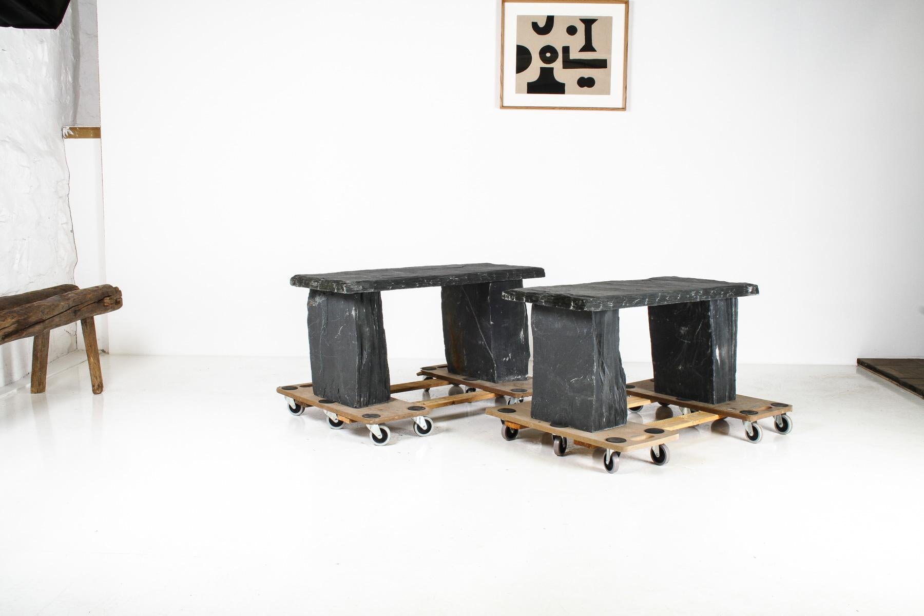 Rugged Elegance: Handcrafted Welsh Slate Garden Benches
Elevate your outdoor living space with this exceptional pair of garden benches, crafted from the finest natural Welsh slate sourced directly from the renowned Cwt-y-Bugail slate mine in